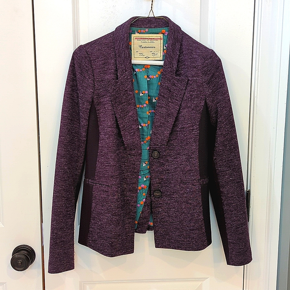 Anthropology Cartonnier purple blazer size 2 (fits like a size 4)